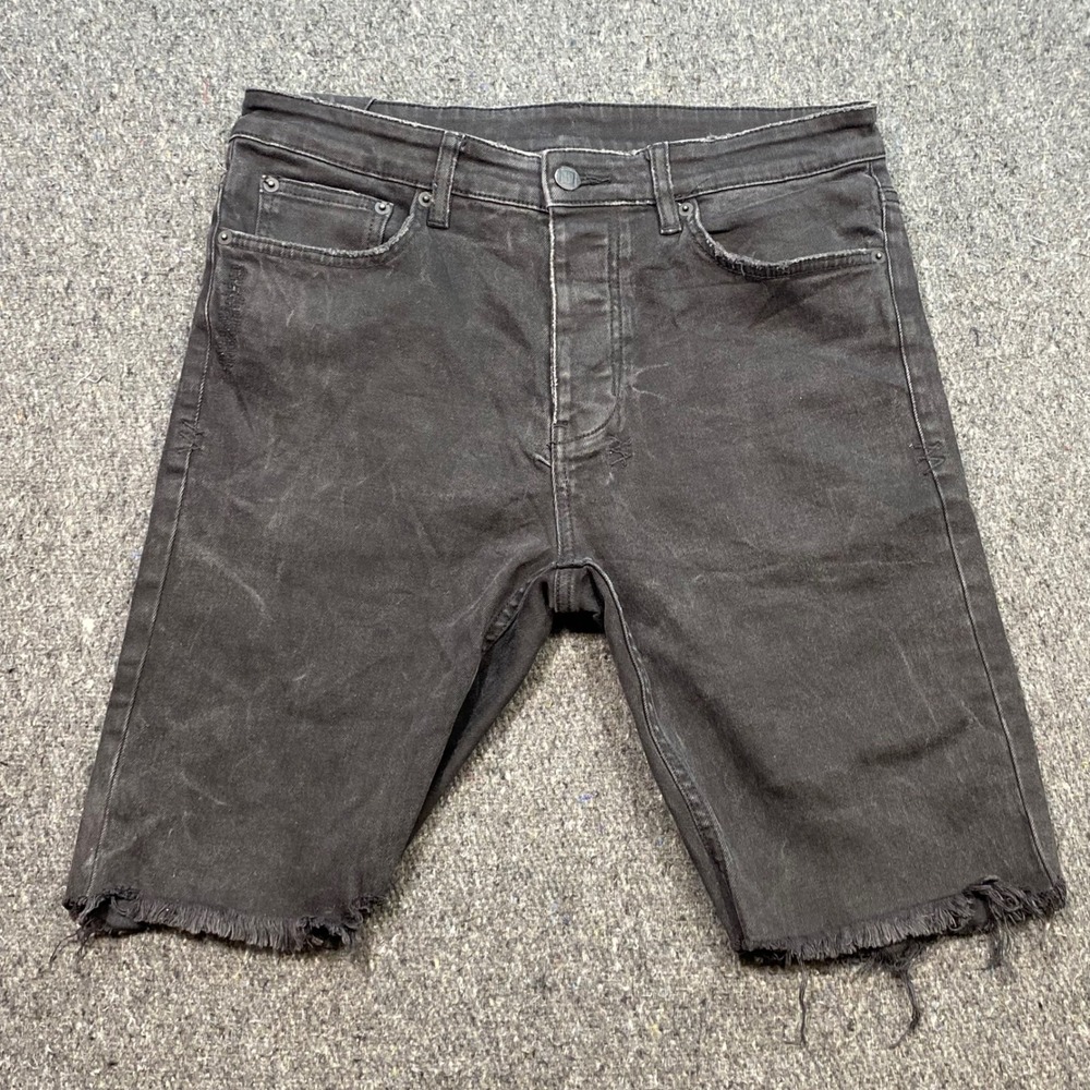 Ksubi Chitch Short 32 Mens Black Beard Grunge Skater Raw Hem Denim Shorts